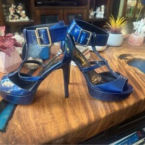 Blue Strappy High Heel Sandals size 6